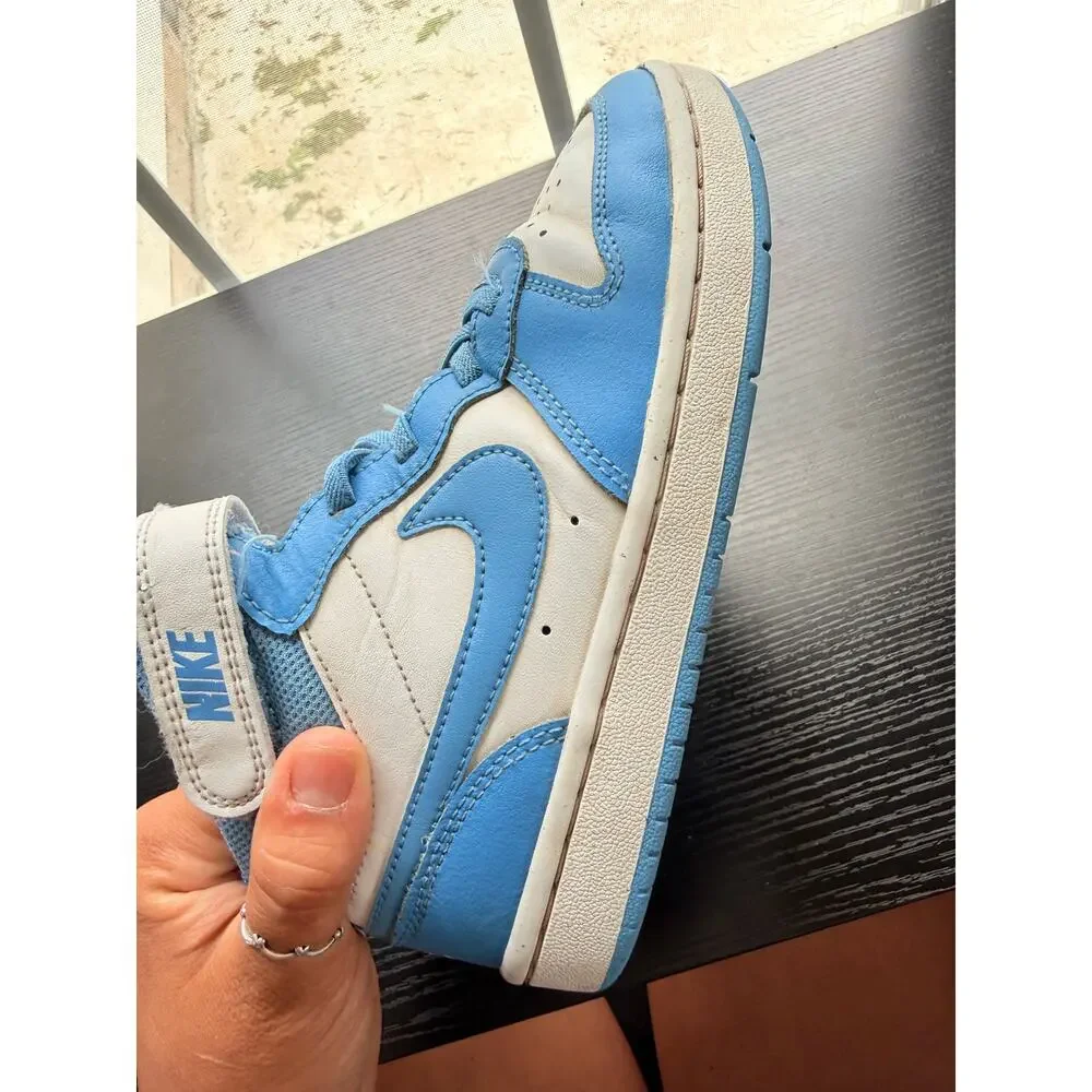 Nike Court Borough Mid Kids Shoes Size 1Y Blue White High Top Sneakers - Picture 3 of 9
